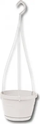 Obrázek produktu pro Květináč závěsný LOGATO s podmiskou plast bílý d22x16cm