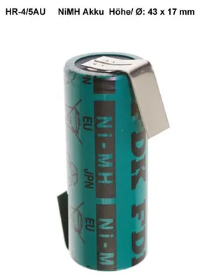 Produktbild von Sanyo HR-4/5AU NiMH Akku 2150mAh 4/5A, 43x17mm mit Lötfahne in Z-Form