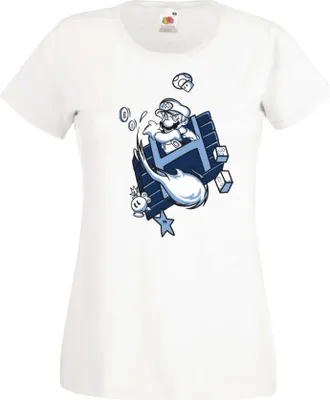Produktbild von Damen T-Shirt Game Mario Fun Fire ball Var-006 Game Mario Fun Fireball, Lady XL / Weiß