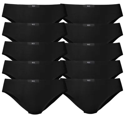 Produktbild von HIS Damen Slips schwarz weiß farbig | 10 er Pack