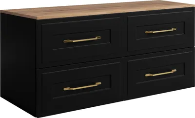 Image de RODAN | Armoire de salle de bain suspendue - 160 cm - noir, marron - MDF - avec 4 tiroirs - Moderne