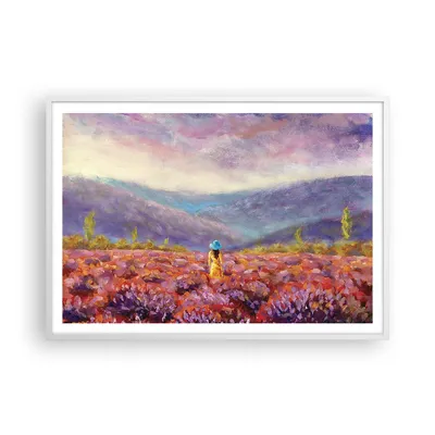 Produktbild von Gerahmtes Poster - Weißer Rahmen - Feld Frau Landschaft - 100x70 cm - Wand Bild - Wanddeko - Wandbilder - Kunstposter - Wandposter - Bilderrahmen - Bilder - Kunstdruck - P2WAA100x70-5074