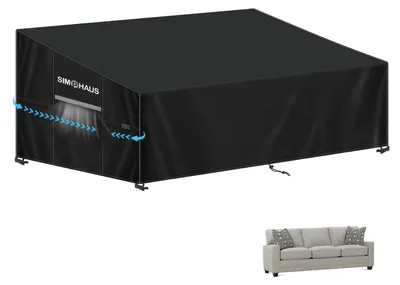 Zdjęcie produktu dla Pokrowiec na sofę ogrodową, 3 miejsca, wodoodporny, materiał Oxford 420D, wymiary 205x85x81/61 cm