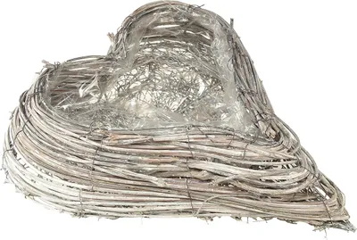 Produktbild von Pflanzschale Herz Rattan Weiß Natur 28x34cm Shabby Chic