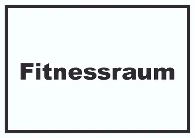 Produktbild von Fitnessraum Schild mit Text Sport Fit waagerecht A4 Rückseite selbstklebend