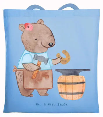 Produktbild von Mr. & Mrs. Panda Baumwolltasche Schmiedin Herz - Sky Blue - Geschenk, Tote Bag, Einkaufstasche, Jutebeutel, dokumententasche, Schultasche, Tasche