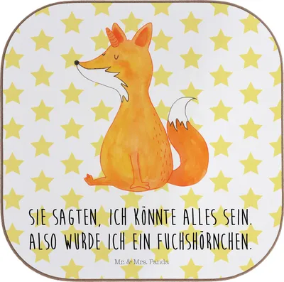 Produktbild von Mr. & Mrs. Panda Getränkeuntersetzer Einhorn Wunsch - Weiß - Geschenk, Einhörner, Untersetzer für Gläser, Coaster, Füchse, Fuchshörnchen, gläseruntersetzer, Unicorns