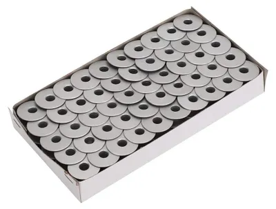 Productafbeelding van Naaimachinespoelen - 100 stuks aluminium spoelen - Universeel voor platnaaimachines - Zilverkleurig