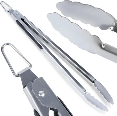 Pinze Da Cucina In Acciaio Inox 304, Pinza Da Barbecue Lunga 24 Cm, Presa Salda E Antiscivolo Per Cucinare E Servire
