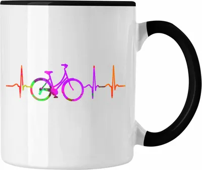 Produktbild von Trendation - Tasse Fahrradfahrer Herzschlag Grafik Geschenk für Radfahrer (Schwarz)