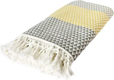 Produktbild von nielsen HOME Wohndecke Plaid Dana, 150x200 cm, Weiß Braun Gelb, Baumwolle