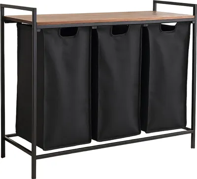 Zdjęcie produktu dla Relaxdays 10052113_8208, 40 l, Prostokątny, Żelazo, MDF, Poliester, Czarny, Drewno, Brak wzorca, 925 mm