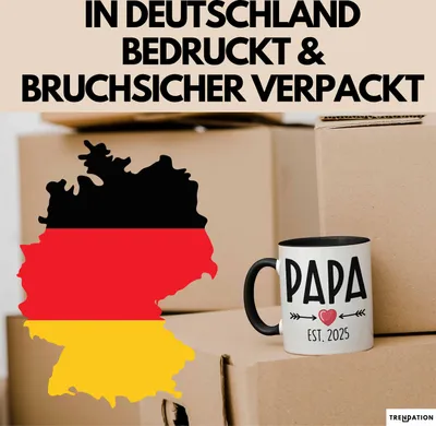 Produktbild von Trendation - Du Wirst Papa 2022 Tasse Geschenk Schwangerschaft Verkünden Vater Überraschung Baby Kaffeetasse Vater 2022 (Schwarz)