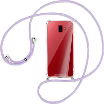 Produktbild von Handykette Backcover-Schutzhülle mit Band (Metall silberfarben) für Samsung Galaxy J6 Plus - violett