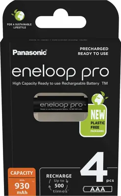 Zdjęcie produktu dla Panasonic eneloop pro 4x AAA 930mAh - opakowanie blistrowe 4 sztuki (BK-4HCDE/4BE)