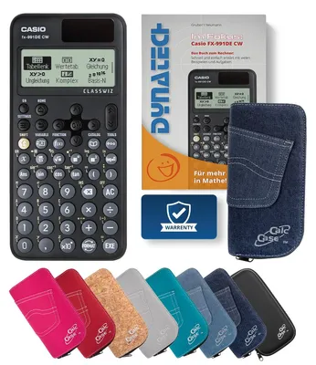 Produktbild von Casio FX-991 DE CW Taschenrechner mit Schutztasche dunkelblau & Fachbuch
