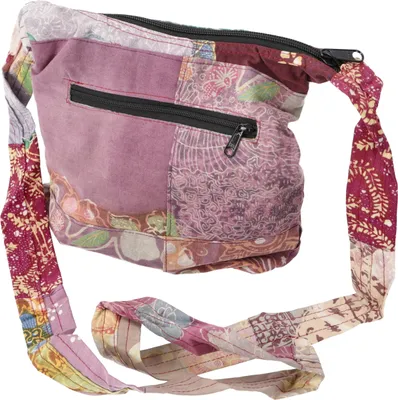 Produktbild von Boho Schultertasche, Patchwork Tasche - Pink/rot, Uni - Erwachsene, Baumwolle, 25*23*15 cm, Alternative Umhängetasche, Handtasche aus Stoff