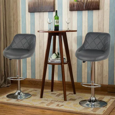 Produktbild von Barhocker 2er-Set,PU gepolsterte Barhocker,moderner drehbarer Barstuhl mit Rückenlehne, Frühstücksstühle für die Küche, höhenverstellbar (60-82 cm)
