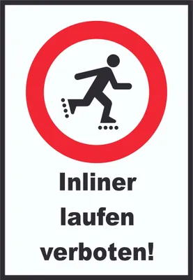 Produktbild von Inliner laufen verboten Schild A5 Rückseite selbstklebend