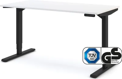 Produktbild von ASSMANN Elektrisch höhenverstellbarer Schreibtisch Y-Line Weiß Schwarz, 140x70cm, Memoryfunktion, Kollisionsschutz, 2-fach-Motorik