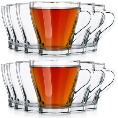 Produktbild von Vilde | Kaffeegläser 12er Set - 250 ml - mit Henkel - Dickes Glas - Spülmaschinenfest
