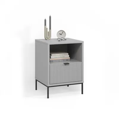 Image de Table de nuit Livinity Aterno Gris avec 1 tiroir, Model 58898