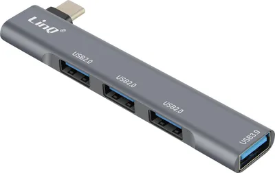 Obrázok produktu pre LinQ, adaptérový rozbočovač USB C pre MacBook so 4x USB 3.0 5Gbps OTG, strieborný