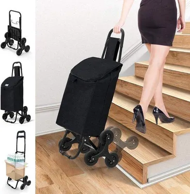 Produktbild von Famanu Einkaufstrolley klappbar, 3 Räder, wasserdicht, 32 Liter, schwarz
