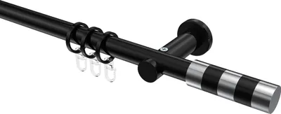 Produktbild von Interdeco Gardinenstange / Vorhangstange Schwarz, Typ Platon Mavell (Zylinder Bicolor), 20 mm Ø 1-läufig, 160 cm