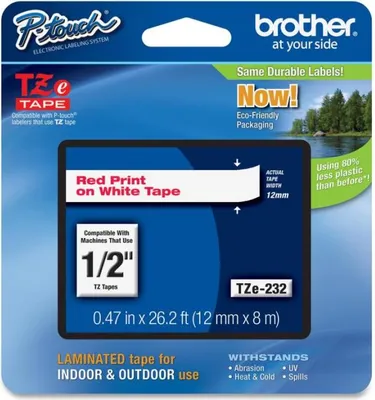 Produktbild von Brother TZE-232, Rot aud Weiss, TZe, Philippinen, 5 Jahr(e), Brother, 1,2 cm