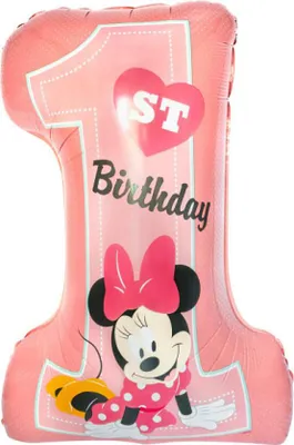 Zdjęcie produktu dla Disney Minnie różowy balon foliowy na pierwsze urodziny 71 cm