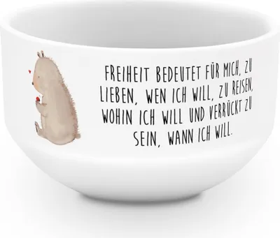 Produktbild von Mr. & Mrs. Panda Müsli Schüssel Bär Marienkäfer - Weiß - Geschenk, schale, Das Leben Ist schön, Suppenschüssel, Müslischale, Freiheit, Liebe, Motivation, reisschale