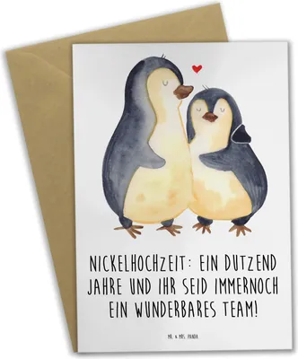 Produktbild von Mr. & Mrs. Panda Grußkarte 12. Hochzeitstag Nickelhochzeit - Weiß - Geschenk, Heiraten, Geschenke, romantische, Heirat, valentinstagskarte, Spruch, Ehejubiläum