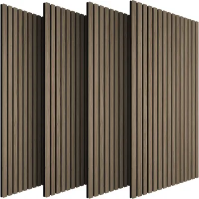 Obrázek produktu pro tectake Akustické panely v dřevěném vzhledu Dřevěná dýha Nástěnné panely Zvuková absorpce Zvuková izolace MDF Sada 4 ks 110 x 50 cm Tmavý dub