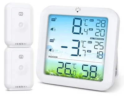 Zdjęcie produktu dla Termometr cyfrowy do lodówki zamrażarki 2 czujniki alarm