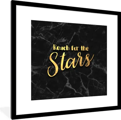 Produktbild von MuchoWow® Gerahmtes Poster Zitat - Sterne - Gold - Marmor 40x40 cm - Poster mit Schwarzem Bilderrahmen Wandposter Rahmen Foto Bilder - Poster - Plakat im Rahmen