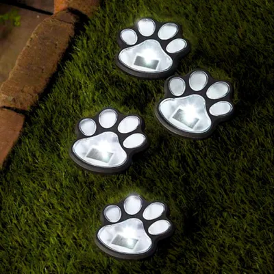 Solar-Pfotenleuchten, 4er-Set, wasserdicht, LED, für Garten & Wege