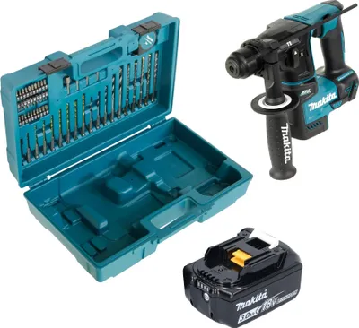 Image de Makita DHR 171 F1X3 Marteau perforateur sans fil 18 V 1,2 J SDS-Plus Brushless + 1x batterie 3,0 Ah + 65 pcs. d'accessoires + coffret - sans chargeur