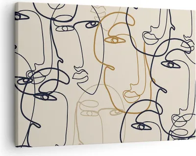 Produktbild von Bild auf Leinwand - Leinwandbild - Einteilig - Frau Gesicht Linie - 70x50cm - Wand Bild - Wanddeko - Wandbilder - Leinwanddruck - Bilder - Wanddekoration - Leinwand bilder - Wandbild - AA70x50-5109