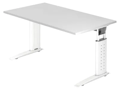 Produktbild von bümö Schreibtisch Serie-U - Nachbildung: Weiß, Gestell: Weiß, Größe:  140 x 80 cm