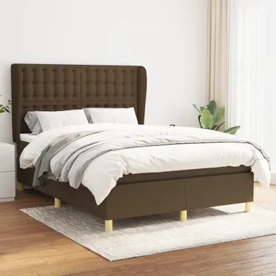 Produktbild von The Living Store Boxspringbett mit Matratze Dunkelbraun 140x200 cm Stoff