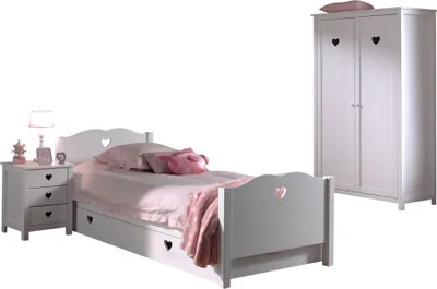 Produktbild von Kinderzimmer Kamila 3 Kinderzimmer Möbel Set Mädchen MDF Weiß