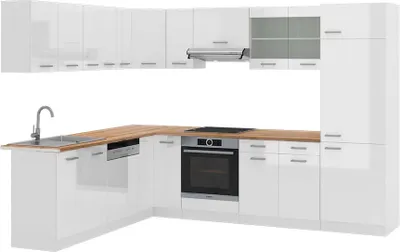 Obrázek produktu pro Rohová kuchyň Vicco R-Line Bílá vysoký lesk/bílá 287 x 60 cm , PD Dub, Model 42378