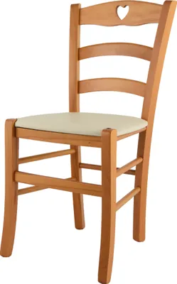 Produktbild von t m c s Tommychairs - Stuhl CUORE für Küche und Esszimmer, Robuste Struktur aus lackiertem Buchenholz im Farbton Honig und gepolsterte Sitzfläche mit Kunstleder in der Farbe Elfenbein bezogen