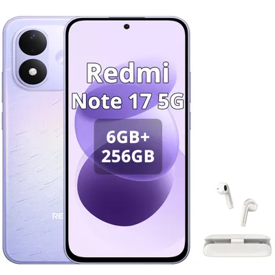 Obrázok produktu pre Xiaomi REDMI Note 17 5G, smartfón, 6,99 palca, 7700 mAh, 6 GB / 256 GB, fialová (s Bluetooth slúchadlami), Obrázok generovaný UI