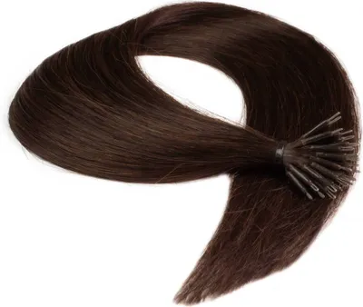 Produktbild von hair2heart Premium Nanoring Extensions Echthaar glatt - 25 Strähnen 1g 60cm 4/77 mittelbraun braun-intensiv