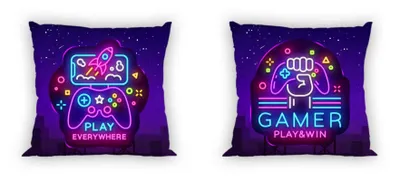 Obrázok produktu pre Obliečka na vankúš FARO Gamer Neon Bavlna, 40/40 cm