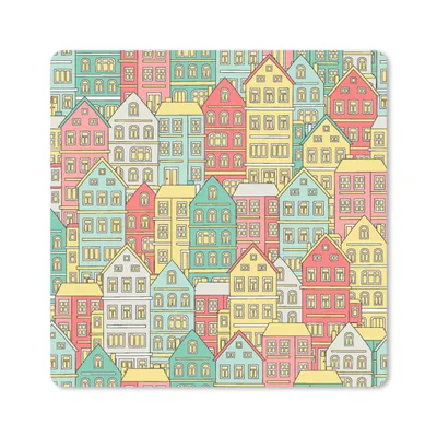 Produktbild von MuchoWow® Mauspad Mousepad Haus - Muster - Pastell 20x20 cm - Mousepads - Maus Mat - Pad - Mausunterlage - Desk Mat - Bureauartikeln