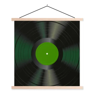 Produktbild von MuchoWow® Textilposter Retro - Grün - LP - Vinyl 40x40 cm mit holzfarbenen Rahmen - Posterleiste