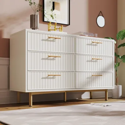 Produktbild von Weißer Schminktisch mit 2 Schubladen für Schlafzimmer, vielseitige Kommode und Highboard Sideboard mit viel Stauraum, 120x75x40cm
